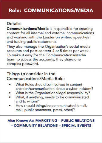 Role: Communications/Media 