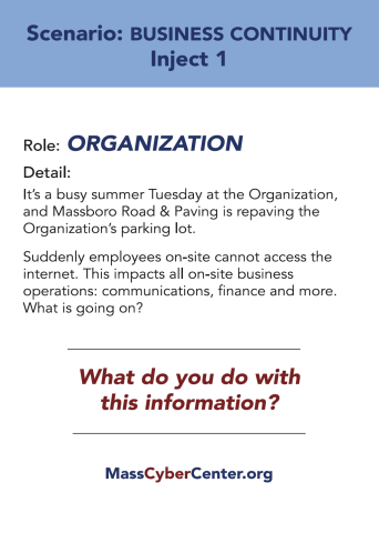 Business Continuity Inject 1