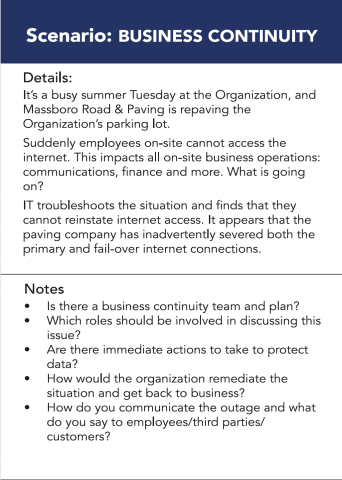 Scenario:  Business Continuity